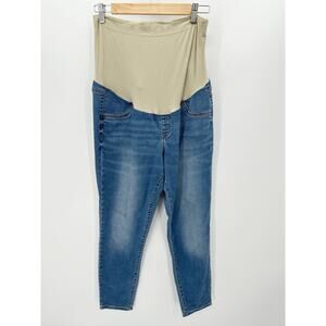 A Glow Jeans Women MATERNITY 18 Blue Medium Wash Denim Jeggings Jean Leggings